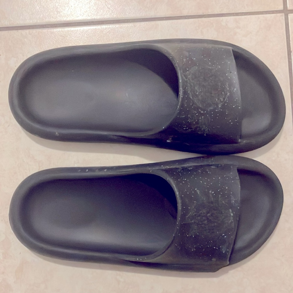Black smooth comfortable slides